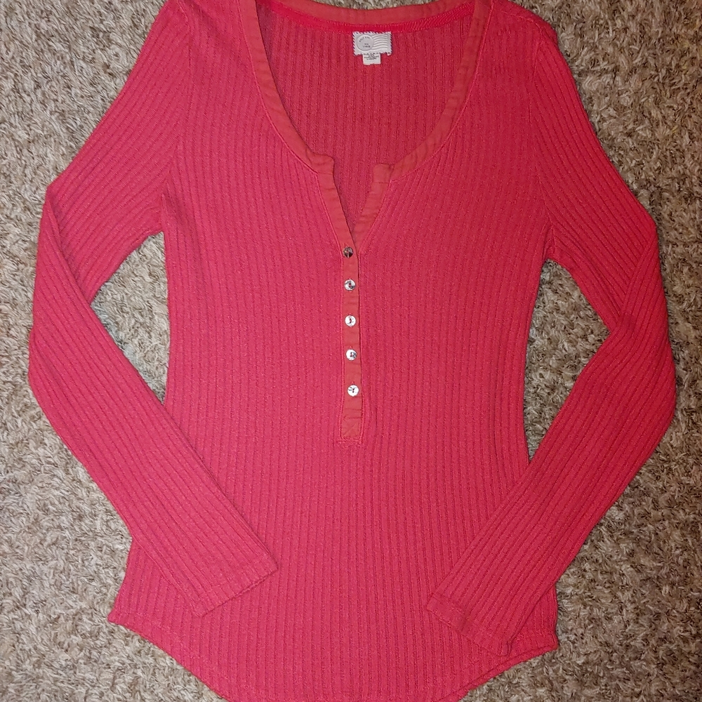 Anthropology Super Soft Red V-Neck Sweater